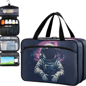 Fustylead Mysterious Astronaut in Purple Galaxy Travel Medicine Storage Bag Large Household Pill Bottle Organizer with Zipper for First Aid Pills, Vitamins, Medical Supplies