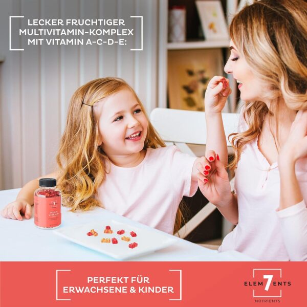 Multivitamin Gummies Fruchtgummis mit Vitamin A B6 C D E Biotin Niacin Folat | Immunsystem Multi Vitamingums Frucht Gummi Bärchen Vitamingummibärchen | Gummibärchen ohne Zusätze | Gum Vitamingummi – Bild 3