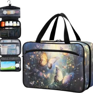 Fustylead Magic Butterflies and Fireflies Travel Medicine Storage Bag Large Household Pill Bottle Organizer with Zipper for First Aid Pills, Vitamins, Medical Supplies, Schwarz , M