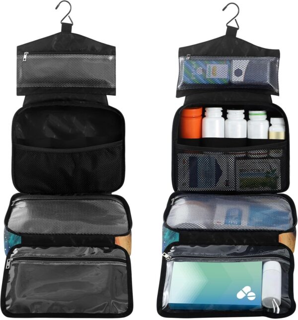 Fustylead Erste-Hilfe-Tasche mit buntem Löwen-Porträt, Aquarell, leer, für Reisen, große Medikamententasche mit Reißverschluss für Pillen, Vitamin, Fischöl, Nahrungsergänzungsmittel für Damen und – Bild 2