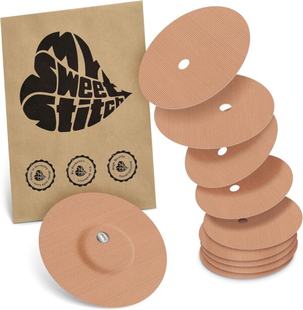 MySweetStitch - 10 x Freestyle Libre 3 Pflaster Rund mit Belüftungsloch, Overpatch Ø 60mm, Made in Germany, hautfreundlich, wasserfest, atmungsaktiv, Beige