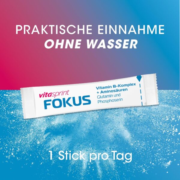 Vitamine - Vitasprint Fokus Direktsticks, 20 St. – Mit Vitamin B-Komplex für mentale Leistungsfähigkeit, Konzentration und Energie sowie Aminosäuren. – Bild 5